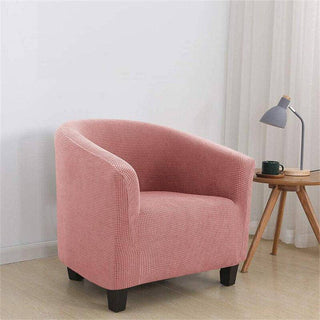 Royale - Housse de fauteuil arrondi en Jacquard Rose sur fond gris