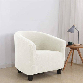 Royale - Housse de fauteuil arrondi en Jacquard Blanc sur fond gris