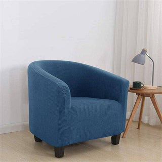 Royale - Housse de fauteuil arrondi en Jacquard Bleu sur fond gris