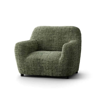 Vittoria - Housse de fauteuil Vert en Microfibre imprimé Vert Fauteuil - 60-110 cm sur fond gris