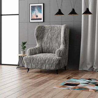 Universo - Housse de fauteuil à oreilles en Microfibre design Gris clair Fauteuil à oreilles - 60-110 cm sur fond gris