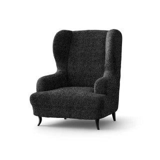 Mediterraneo - Housse de fauteuil à oreilles Noir en Microfibre Noir Fauteuil à oreilles- 60-115 cm sur fond gris