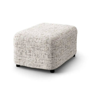 Vittoria - Housse de pouf/repose-pied Blanc en Microfibre imprimé Blanc sur fond gris