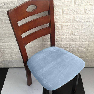 Housse de siège de chaise classique en Velours - Epiphany Bleu ciel sur fond gris