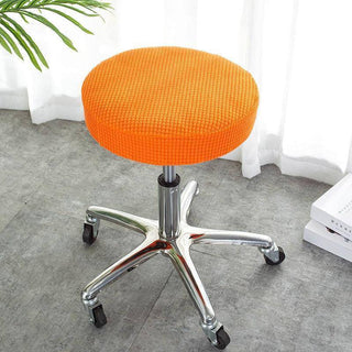 Aureus - Housse de Tabouret en Jacquard Orange sur fond gris