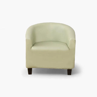 Royale - Housse de fauteuil arrondi en Simili Cuir Vert clair sur fond gris