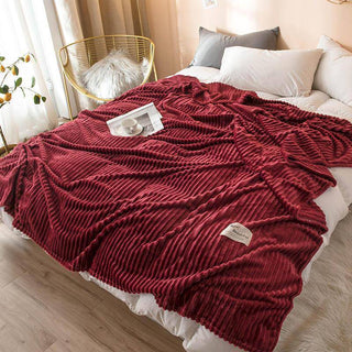 Plaid en Peluche - Neralia Bordeaux sur fond gris