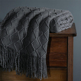 Plaid Tricotté - Regalia Gris sur fond gris