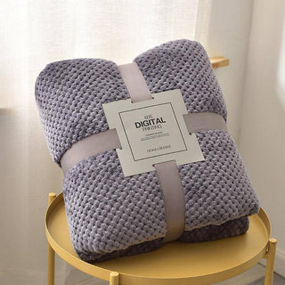 Plaid en Flanelle - Solenys Violet sur fond gris