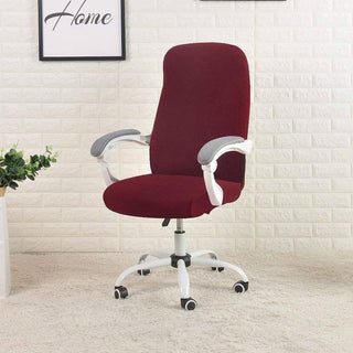 Sereno - Housse de chaise de bureau en Jacquard Bordeaux sur fond gris