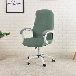 Housse de chaise de bureau en Jacquard - Syloria Vert sur fond gris