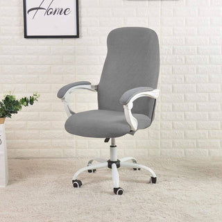 Housse de chaise de bureau en Jacquard - Syloria Gris sur fond gris