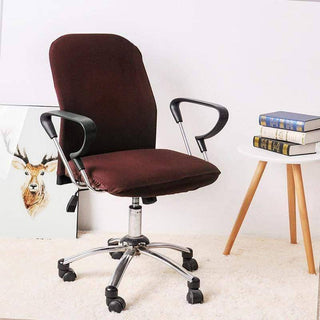 Sereno - Housse de chaise de bureau lisse Marron sur fond gris