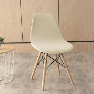 Nobleza - Housse de chaise en arc en Velours Beige sur fond gris