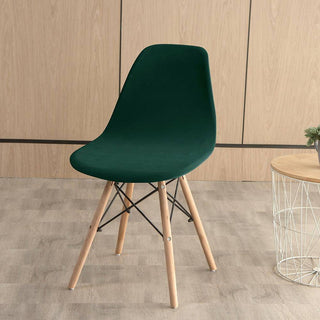 Nobleza - Housse de chaise en arc en Velours Vert foncé sur fond gris