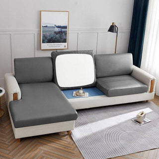 Lumina - Housse de coussin de canapé en Simili Cuir Gris sur fond gris