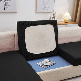 Lumina - Housse de coussin de canapé lisse Noir sur fond gris