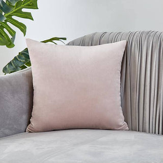 Housse de coussin en Velours - Valeska Rose clair sur fond gris