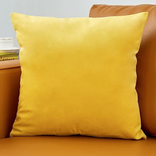 Housse de coussin en Velours - Valeska Jaune sur fond gris