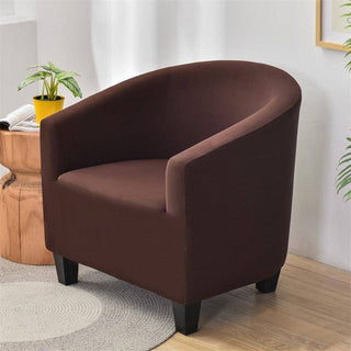 Housse de Fauteuil Crapaud lisse - Prestige Brun sur fond gris