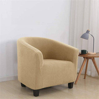 Housse de Fauteuil Crapaud en Jacquard - Dynastie Beige sur fond gris