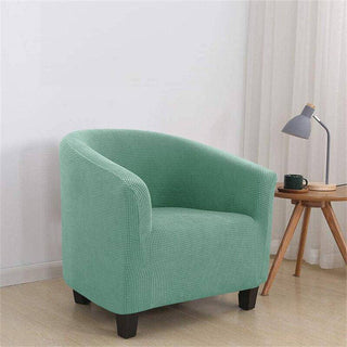 Royale - Housse de fauteuil arrondi en Jacquard Vert sur fond gris