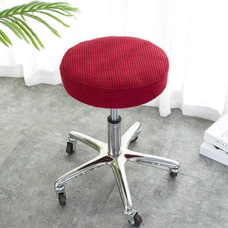 Aureus - Housse de Tabouret en Jacquard Rouge sur fond gris