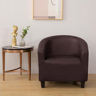 Housse de Fauteuil Crapaud en Simili Cuir - Aristocrate Café sur fond gris