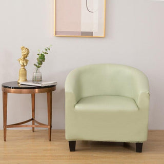 Royale - Housse de fauteuil arrondi en Simili Cuir Vert clair sur fond gris