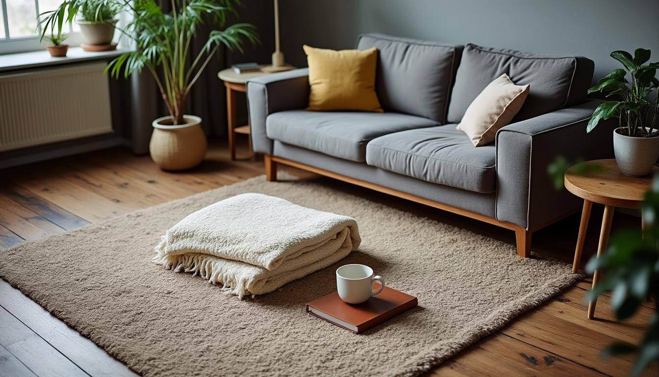 découvrez nos idées déco pour choisir le tapis idéal à associer avec un canapé gris et harmoniser parfaitement les couleurs de votre salon.